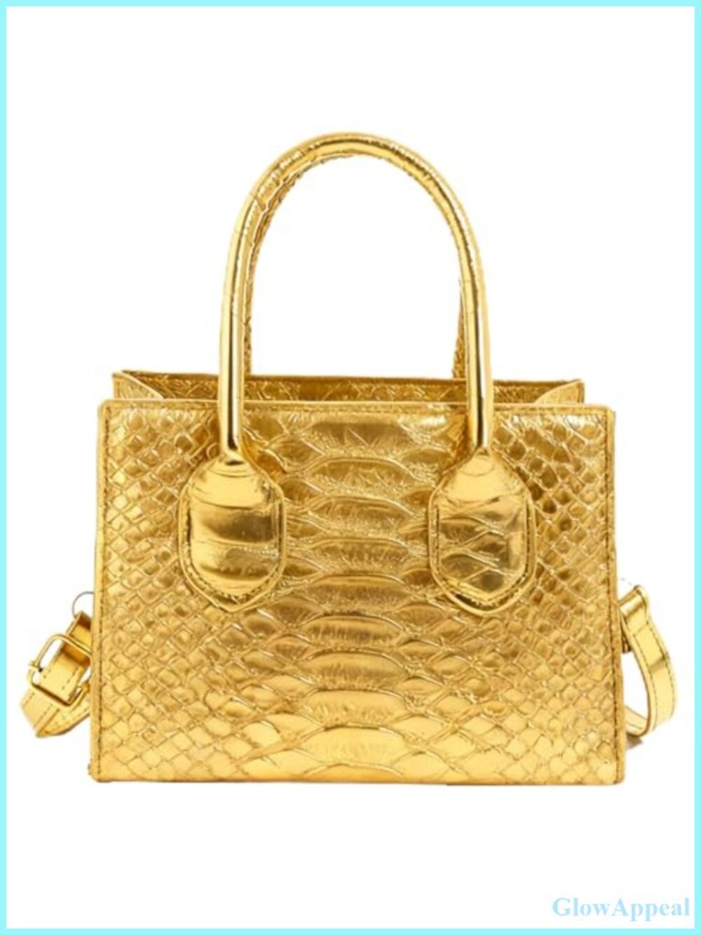 Metallic Crocodile Print Satchel Crossbody Bag Double Handle